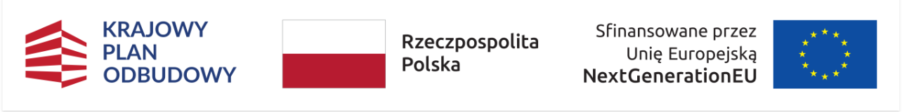 Logotyp Krajowego Planu Odbudowy, flaga Polski i Unii Europejskiej